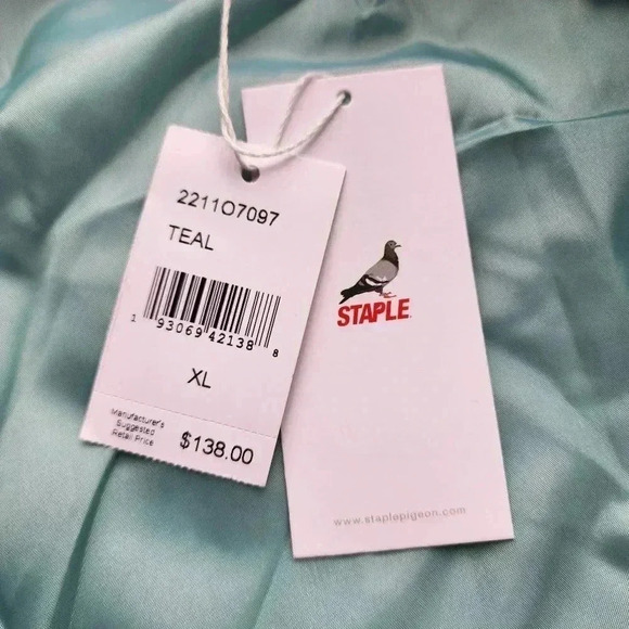 NWT $138 Staple Division Quilted Jacket Teal Blue Pigeon Men's Zip Size XL - Picture 10 of 13